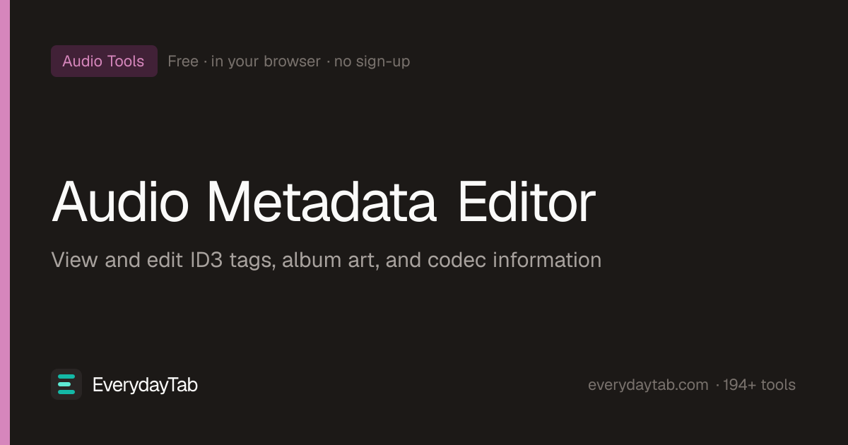 Audio Metadata Editor Online – Edit MP3 Tags (Title, Artist, Album ...